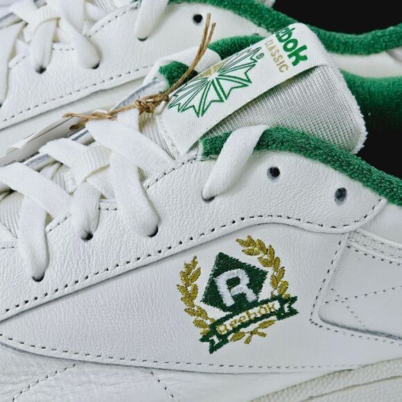 New! Reebok CLUB C 85 Leather Embroidered Archival Crest Logo Tennis Sneakers - Picture 8 of 13